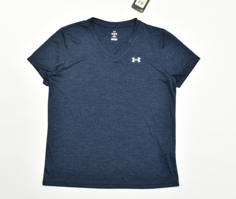 Under Armour Women's Tech SSV Twist V-Neck T-Shirt Navy Blue Size Medium NWT